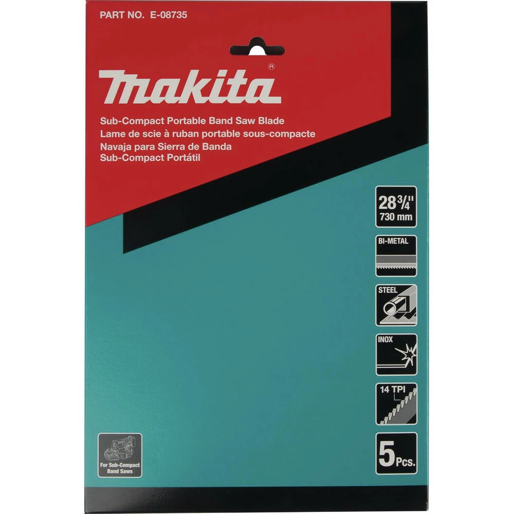 Makita E-08735 Bi-Metal 28-3/4 In. 14 TPI Sub-Compact Portable Band Saw Blades (5-Pack) 4 Makita E-08735 Bi-Metal 28-3/4 In. 14 TPI Sub-Compact Portable Band Saw Blades (5-Pack) - Image 2