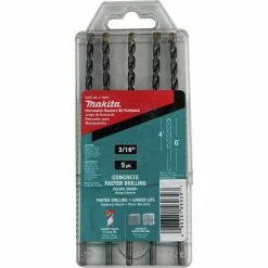 Makita E-10621 5-Piece 3/16 In. X 6 In. Carbide Tipped Percussion Masonry Hammer Drill Bit Set 8 Makita E-10621 5-Piece 3/16 In. X 6 In. Carbide Tipped Percussion Masonry Hammer Drill Bit Set -Cheap Makita Store mktne 10621 b