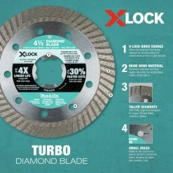 Makita E-12647 3-Piece X-LOCK 4-1/2 In. Diamond Blade Variety Pack For Masonry Cutting -Cheap Makita Store mktne 12647 k