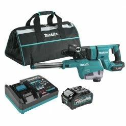 Makita GRH07M1W 40V Max XGT Brushless Lithium-Ion 1-1/8 In. Cordless AFT/AWS Capable Accepts SDS-PLUS Bits AVT D-Handle Rotary Hammer Kit With Dust Extractor (4 Ah)