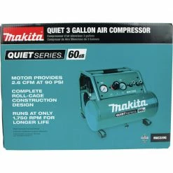 Makita MAC320Q Quiet Series 1-1/2 HP 3 Gallon Oil-Free Hand Carry Air Compressor -Cheap Makita Store mktnmac320q i
