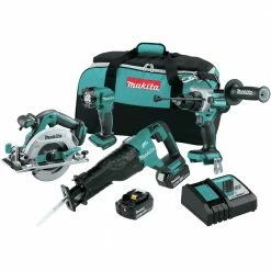 Makita XT454T 18V LXT Brushless Lithium-Ion Cordless 4-Tool Combo Kit With 2 Batteries (5 Ah)