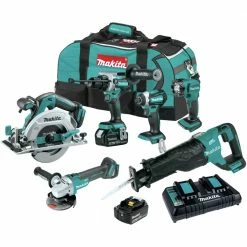 Makita XT616PT 18V LXT Brushless Lithium-Ion Cordless 6-Tool Combo Kit With 2 Batteries (5 Ah)