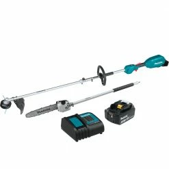 Makita XUX02SM1X4 18V LXT BL Li-Ion Cordless Couple Shaft Power Head Kit With 13 In. String Trimmer Attachment And 10 In. Pole Saw Attachment (4 Ah)