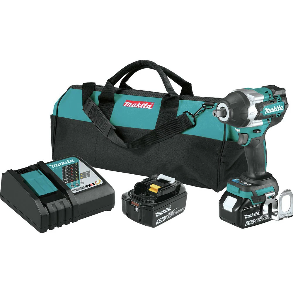 Makita XWT18T 18V LXT Brushless Lithium-Ion 1/2 In. Cordless Square Drive Mid-Torque Impact Wrench With Detent Anvil Kit With 2 Batteries (5 Ah) 3 Makita XWT18T 18V LXT Brushless Lithium-Ion 1/2 In. Cordless Square Drive Mid-Torque Impact Wrench With Detent Anvil Kit With 2 Batteries (5 Ah)