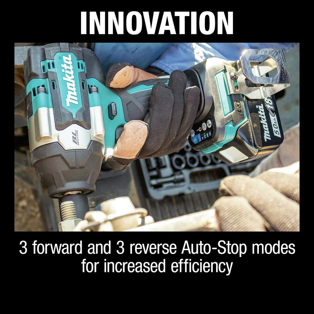 Makita XWT18T 18V LXT Brushless Lithium-Ion 1/2 In. Cordless Square Drive Mid-Torque Impact Wrench With Detent Anvil Kit With 2 Batteries (5 Ah) 7 Makita XWT18T 18V LXT Brushless Lithium-Ion 1/2 In. Cordless Square Drive Mid-Torque Impact Wrench With Detent Anvil Kit With 2 Batteries (5 Ah) - Image 5