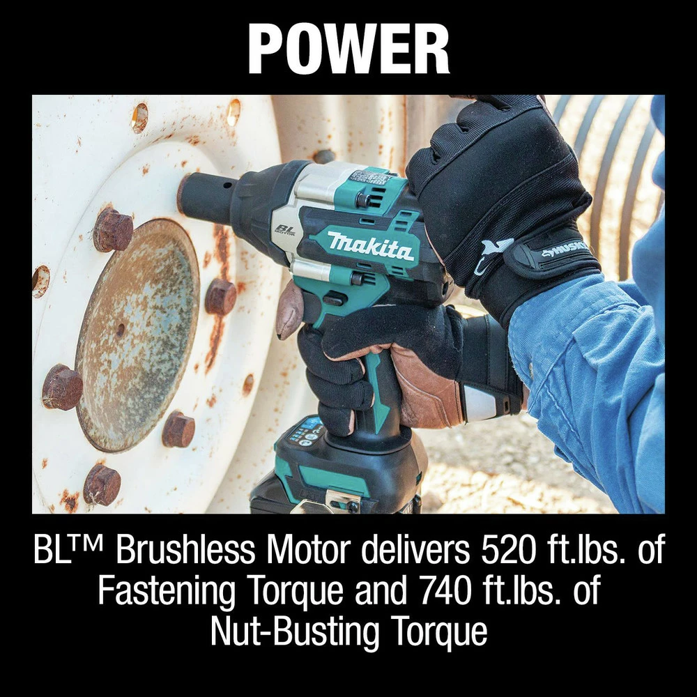Makita XWT18T 18V LXT Brushless Lithium-Ion 1/2 In. Cordless Square Drive Mid-Torque Impact Wrench With Detent Anvil Kit With 2 Batteries (5 Ah) 8 Makita XWT18T 18V LXT Brushless Lithium-Ion 1/2 In. Cordless Square Drive Mid-Torque Impact Wrench With Detent Anvil Kit With 2 Batteries (5 Ah) - Image 6