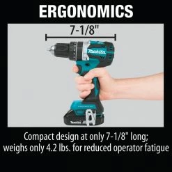 Factory Reconditioned Makita XPH12R-R 18V LXT Compact Brushless Lithium-Ion 1/2 In. Cordless Hammer Drill Kit With 2 Batteries (2 Ah) -Cheap Makita Store mktrxph12rr f